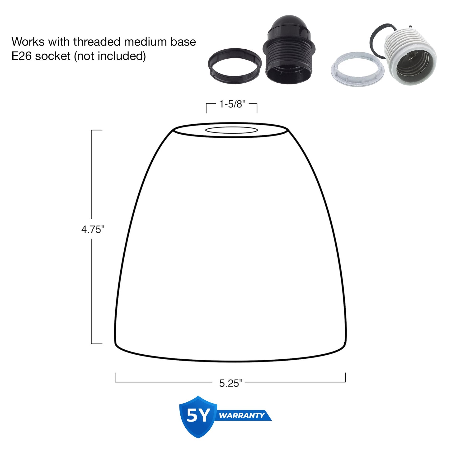 Abat-jour en verre albâtre Weston 5 / Verre de rechange, paquet de 3