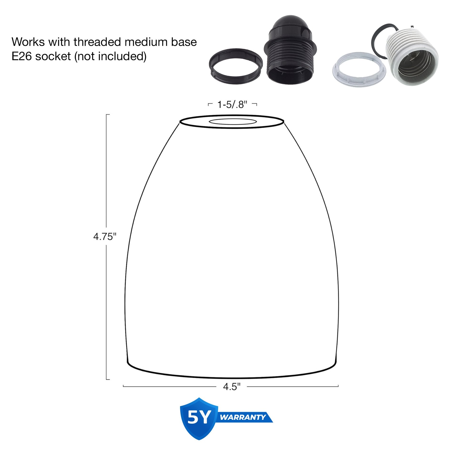 Abat-jour en verre dépoli Armada 5 / Verre de rechange, paquet de 3