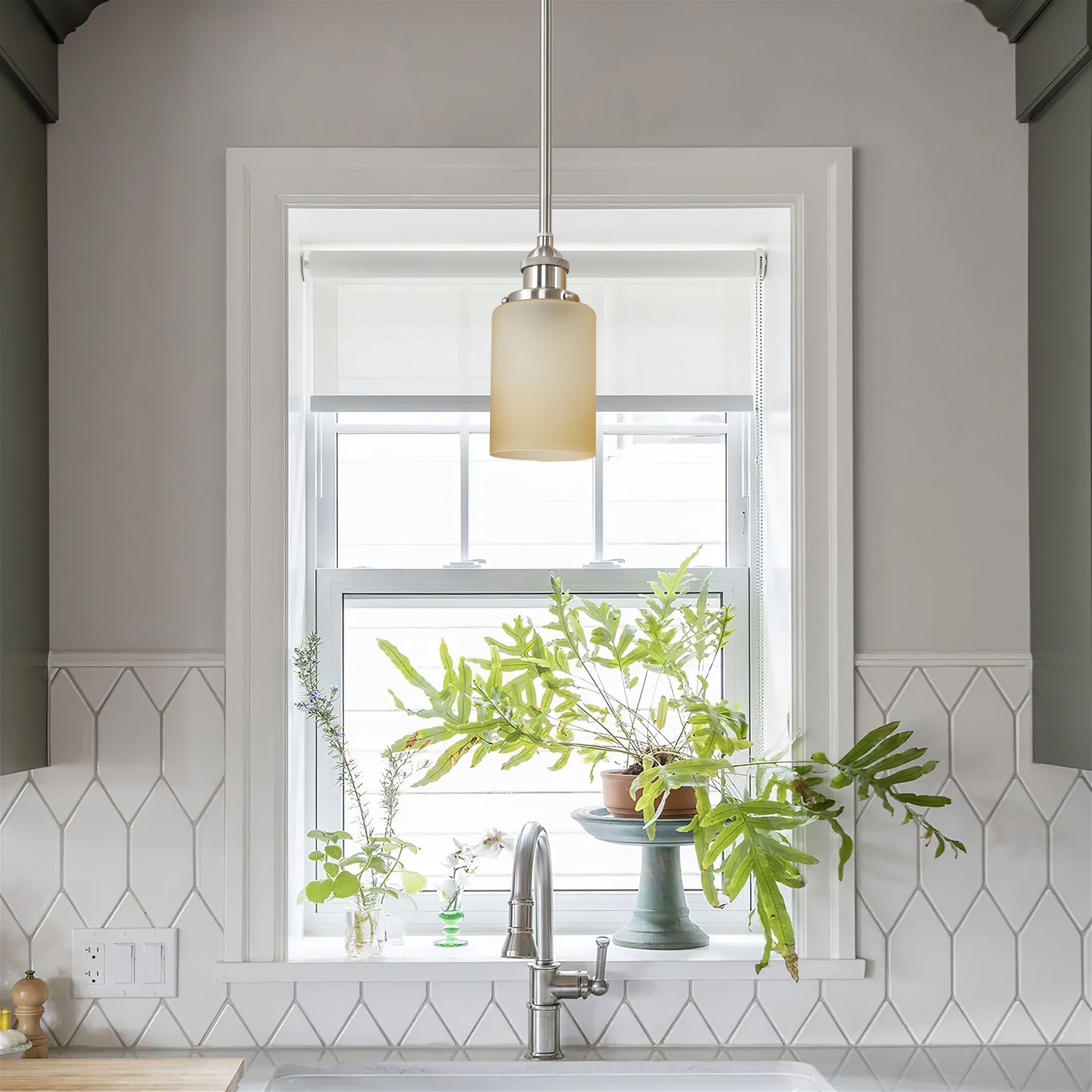 Abat-jour en verre ambré Villa 6 / Verre de rechange, lot de 3