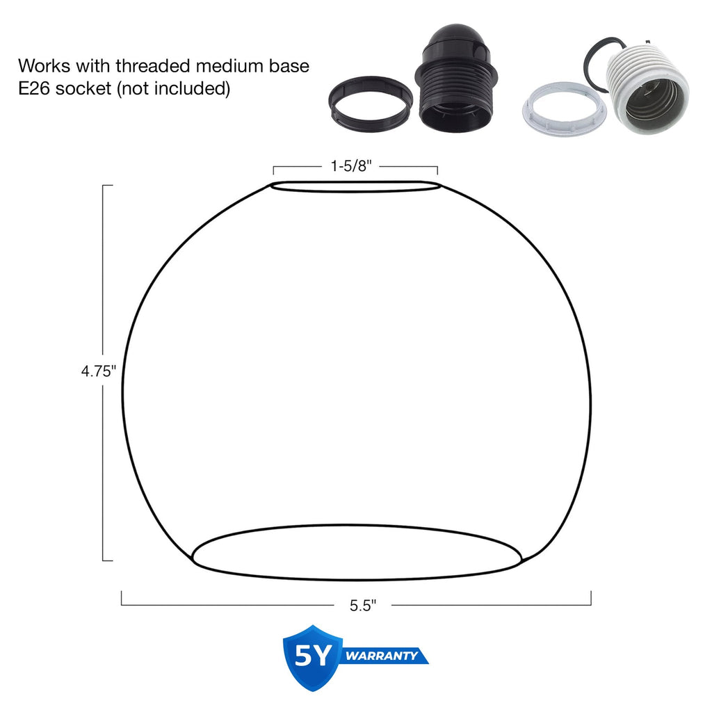 Abat-jour en verre transparent Odette 6 / Verre de rechange, lot de 2