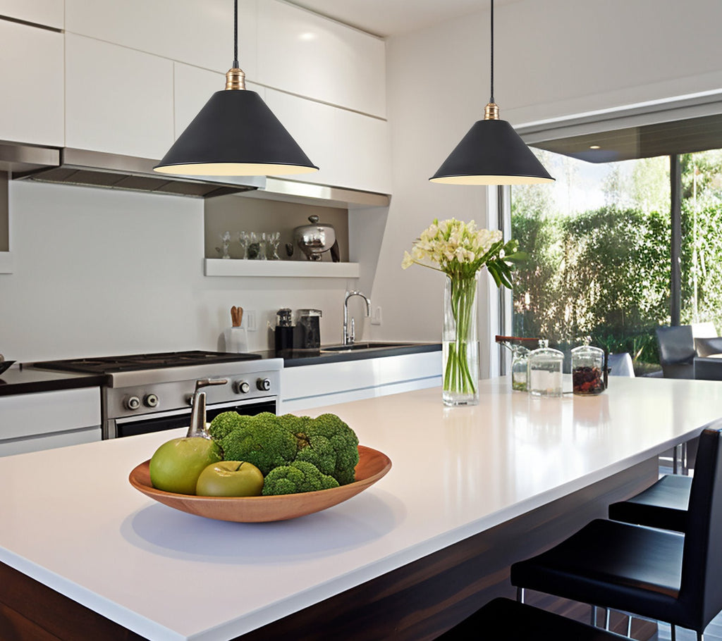 Lot de 3 abat-jour coniques métalliques industriels de 14 pouces