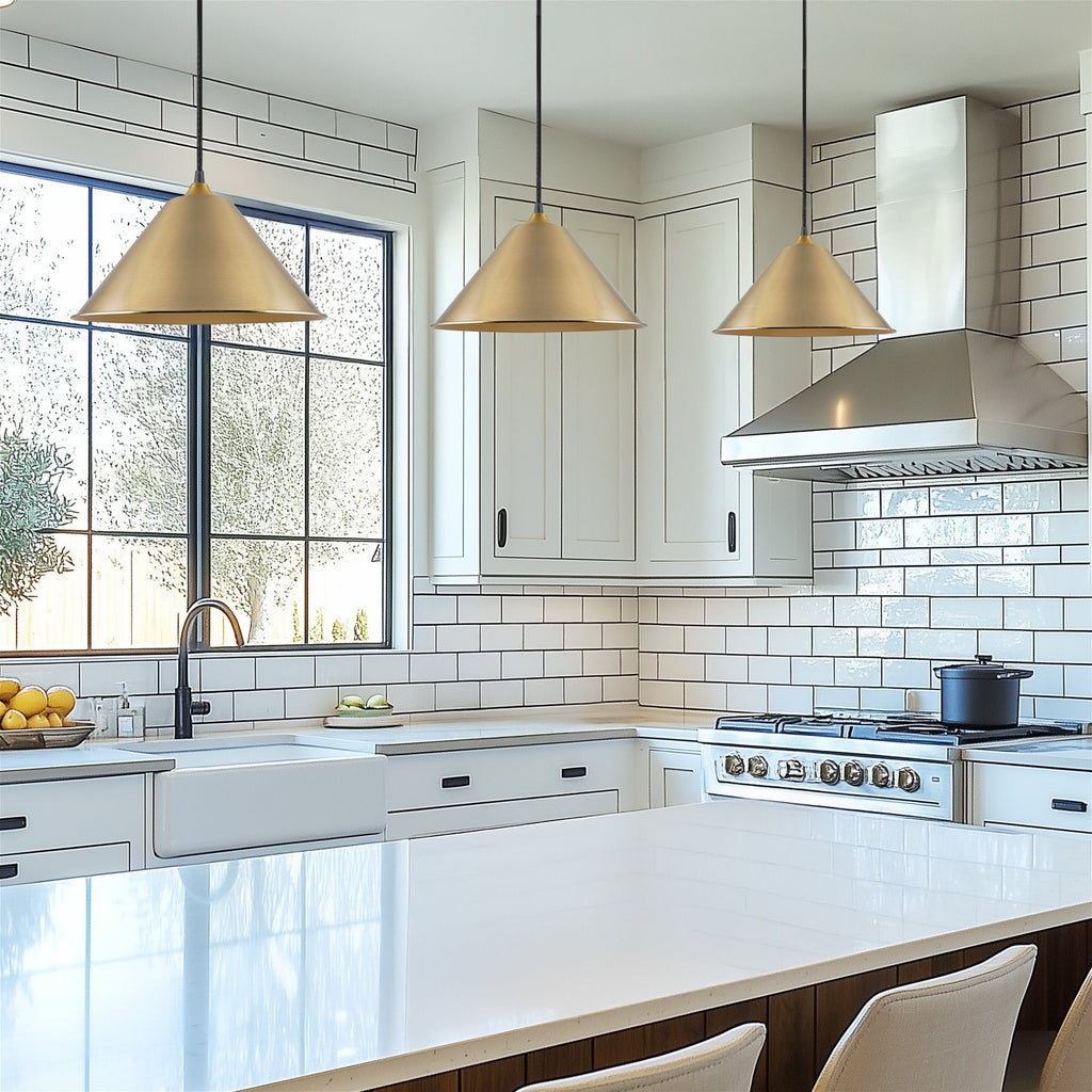 Lot de 3 abat-jour coniques métalliques industriels de 14 pouces