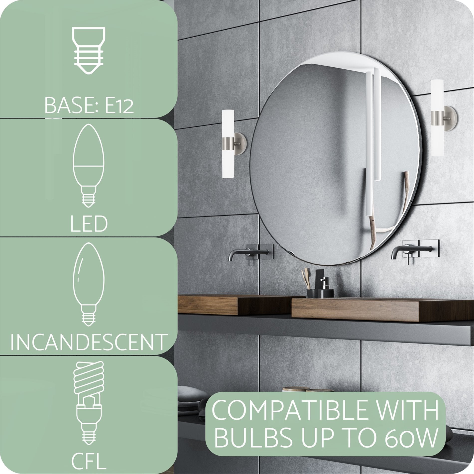 Applique murale Duo 14 pour salle de bain/meuble-lavabo moderne