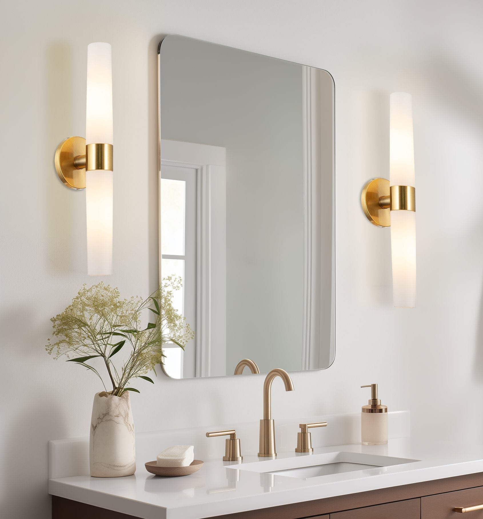 Applique murale moderne Duo 21 à 2 lumières pour salle de bain/coiffeuse