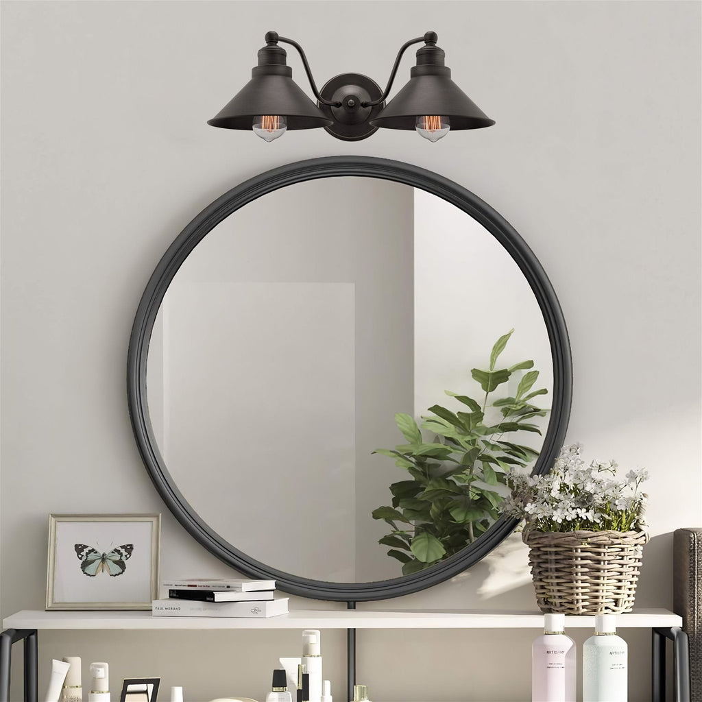 Applique murale de salle de bain Welton 19 à 2 lumières, style ferme moderne