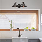 Applique murale de salle de bain Welton 19 à 2 lumières, style ferme moderne