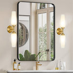 Applique murale moderne Kira Home Aurora 21 avec abat-jour en verre dépoli, pour salle de bain/coiffeuse, finition laiton froid