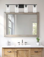 Applique murale Lucid 33 à 4 lumières, style ferme, pour salle de bain ou meuble-lavabo.