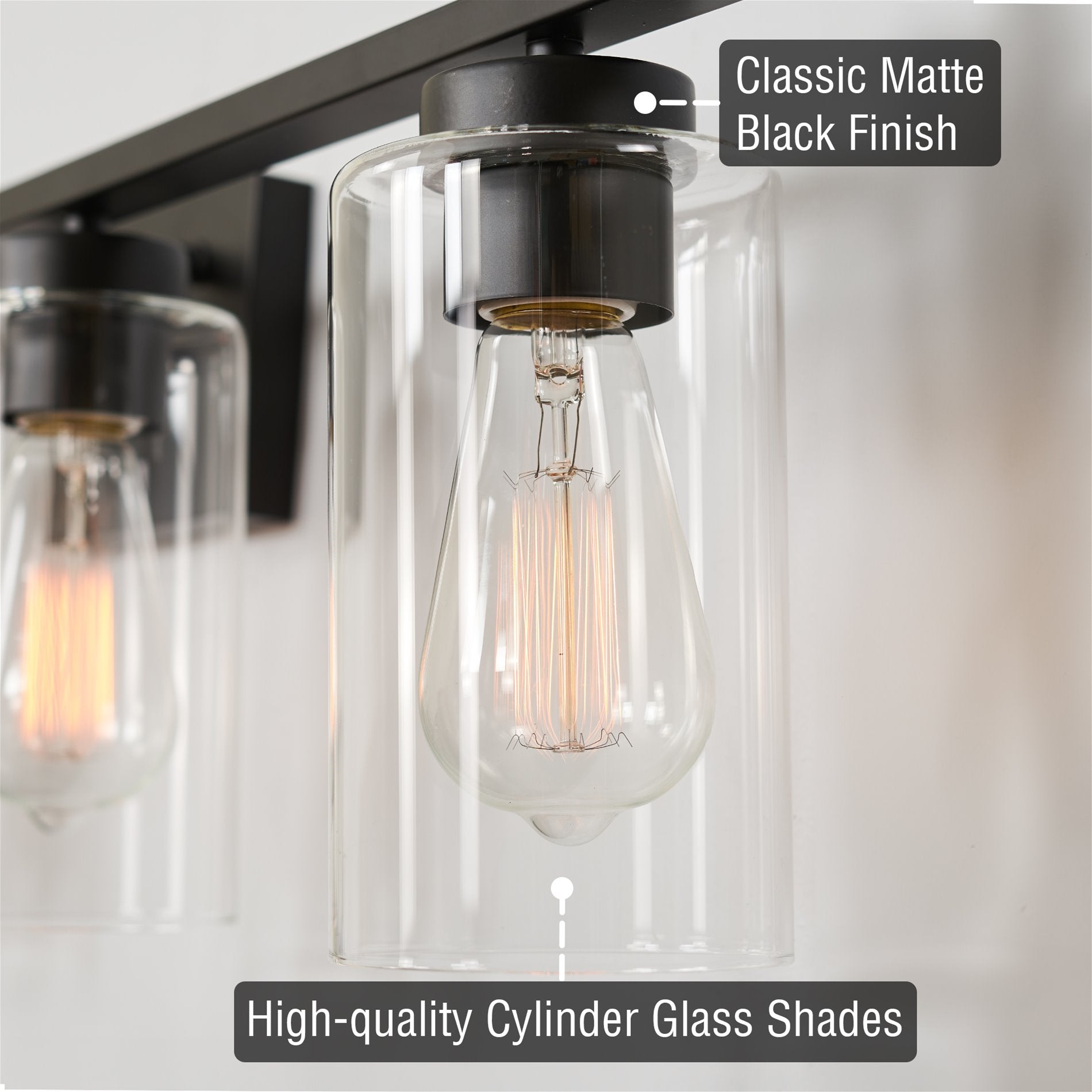 Applique murale Lucid 33 à 4 lumières, style ferme, pour salle de bain ou meuble-lavabo.