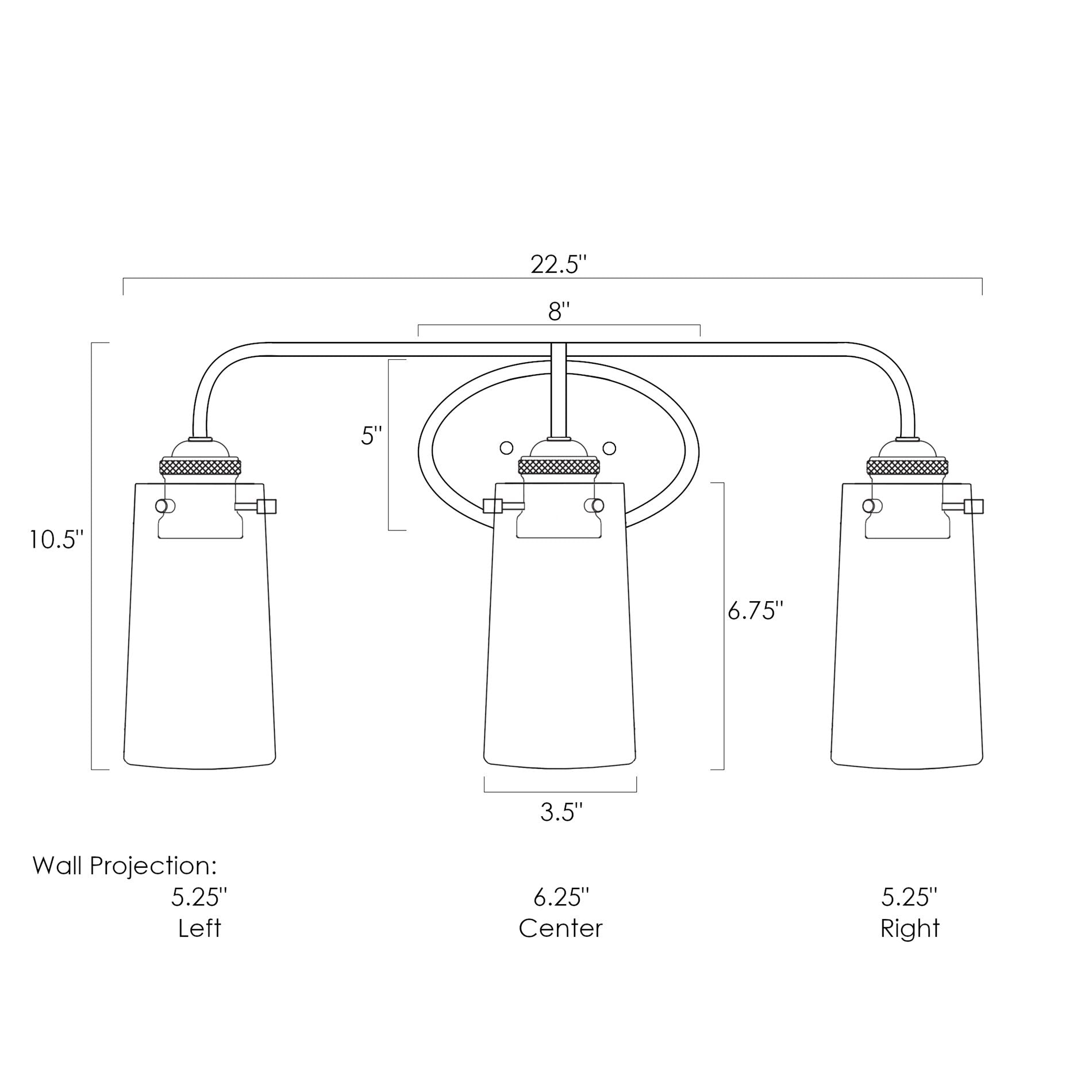 Applique murale Rayne 23 style ferme moderne à 3 lumières pour salle de bain