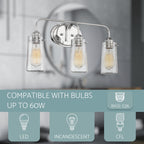 Applique murale Rayne 23 style ferme moderne à 3 lumières pour salle de bain