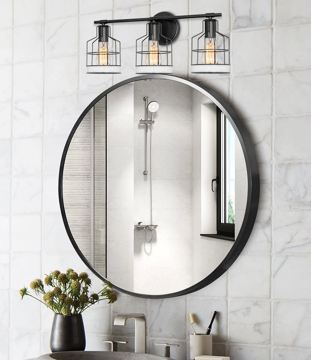 Applique murale Halstead 23 à 3 lumières, style ferme, en métal, pour salle de bain/meuble.