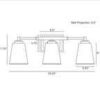 Applique murale Crestline 23 à 3 lumières, style ferme moderne, pour salle de bain/meuble-lavabo.