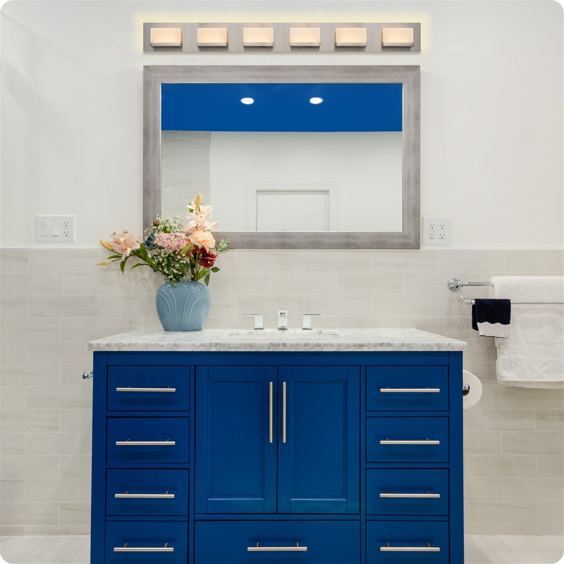 Applique murale moderne Everett 48 à 6 lumières DEL intégrées de 60 W (équivalent 360 W) pour salle de bain/meuble-lavabo