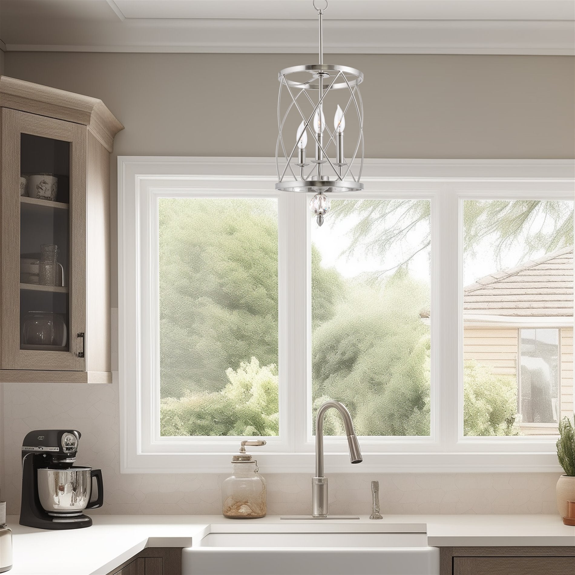 Lustre suspendu moderne Eleanor 27 à 3 lumières pour hall d'entrée