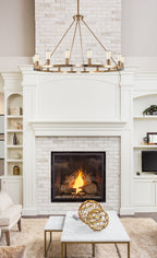 Lustre rustique Homestead 48 à 16 lumières pour îlot de cuisine, en forme de roue de chariot.