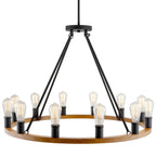 Lustre rustique Homestead 36 à 12 lumières, style ferme, pour îlot de cuisine.