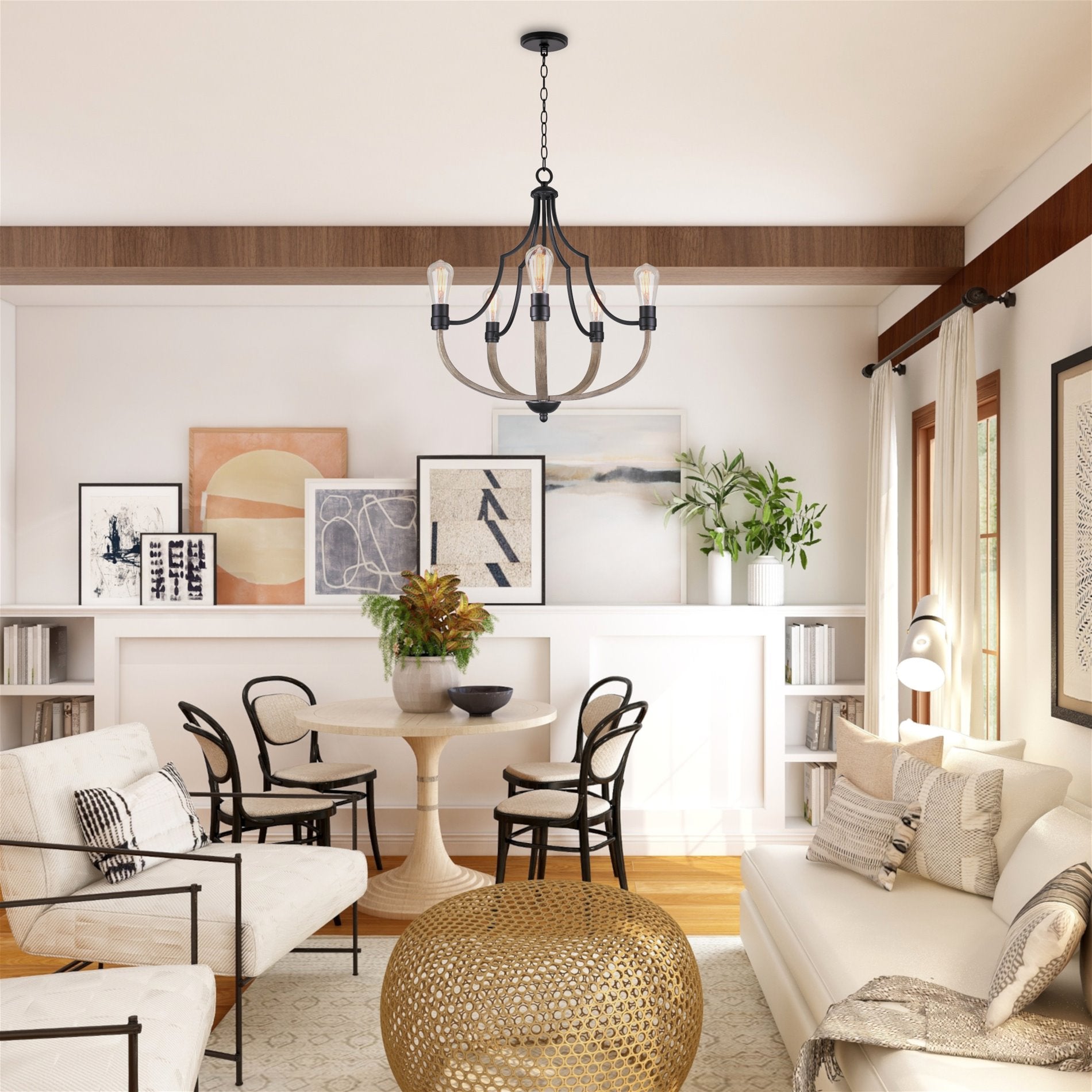 Lustre moderne de style ferme Sherwood 27 à 5 lumières