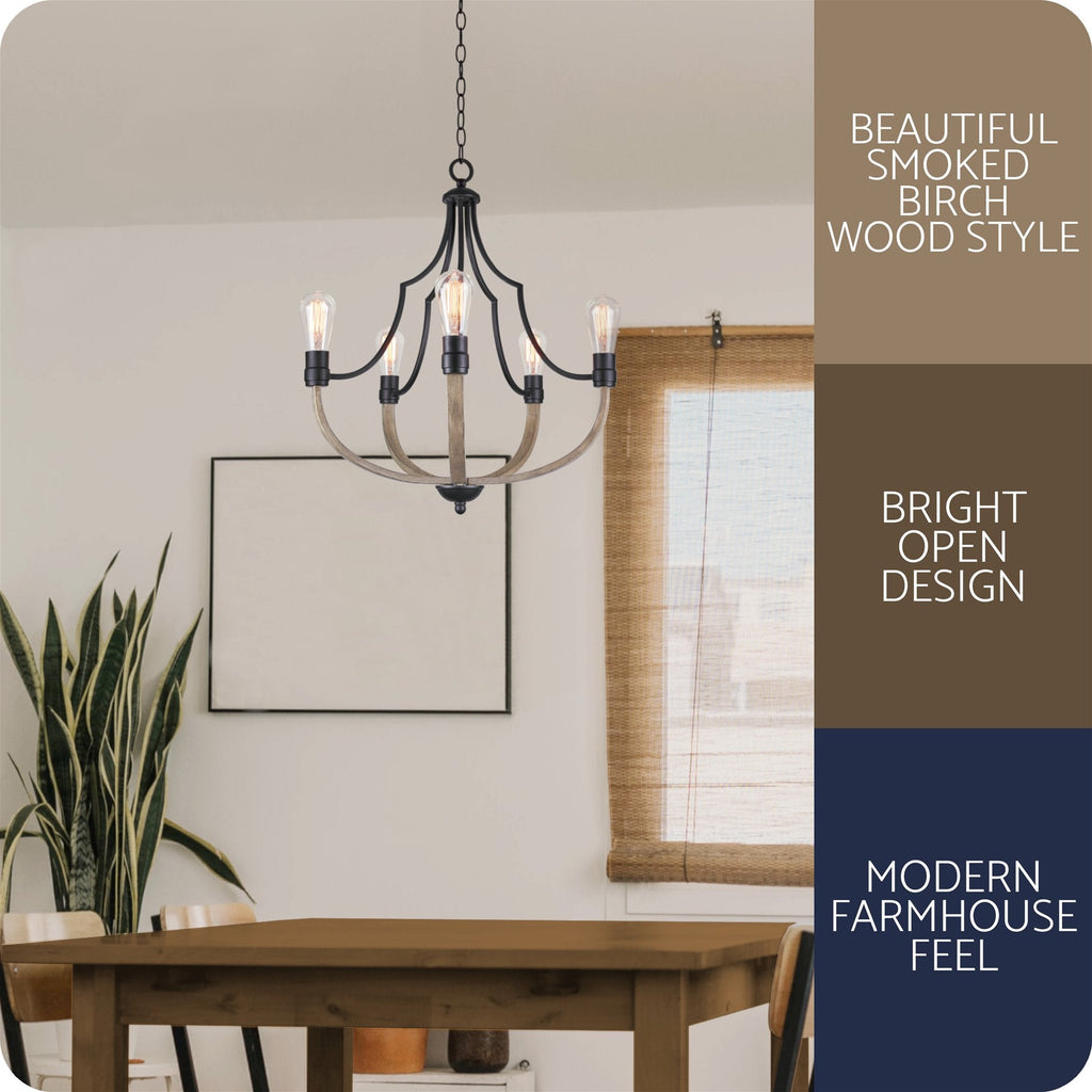 Lustre moderne de style ferme Sherwood 27 à 5 lumières