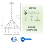 Lustre suspendu Marlo 28 à 6 lumières de style ferme