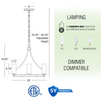 Lustre Delphine 23 à 4 lumières, style campagne française