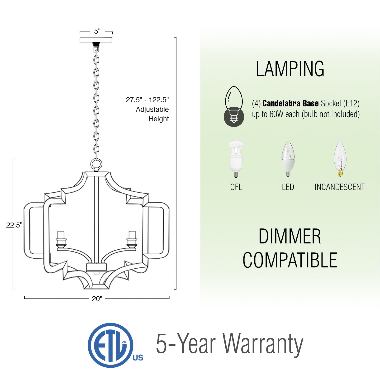 Lustre suspendu Atwood 23 à 4 lumières de style ferme