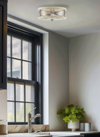 Plafonnier encastré Blaylock 13 à 2 lumières, style ferme moderne