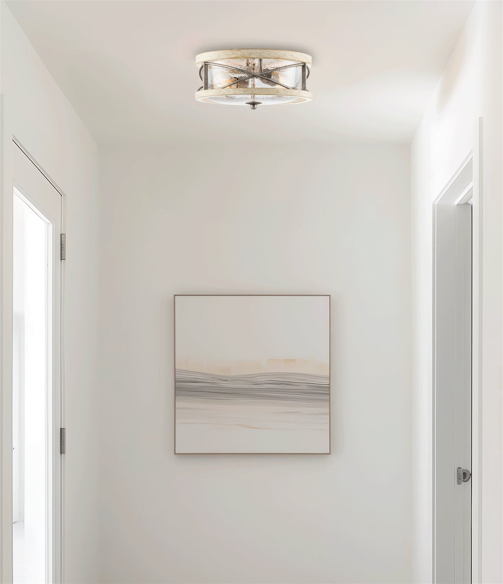 Plafonnier encastré Blaylock 13 à 2 lumières, style ferme moderne