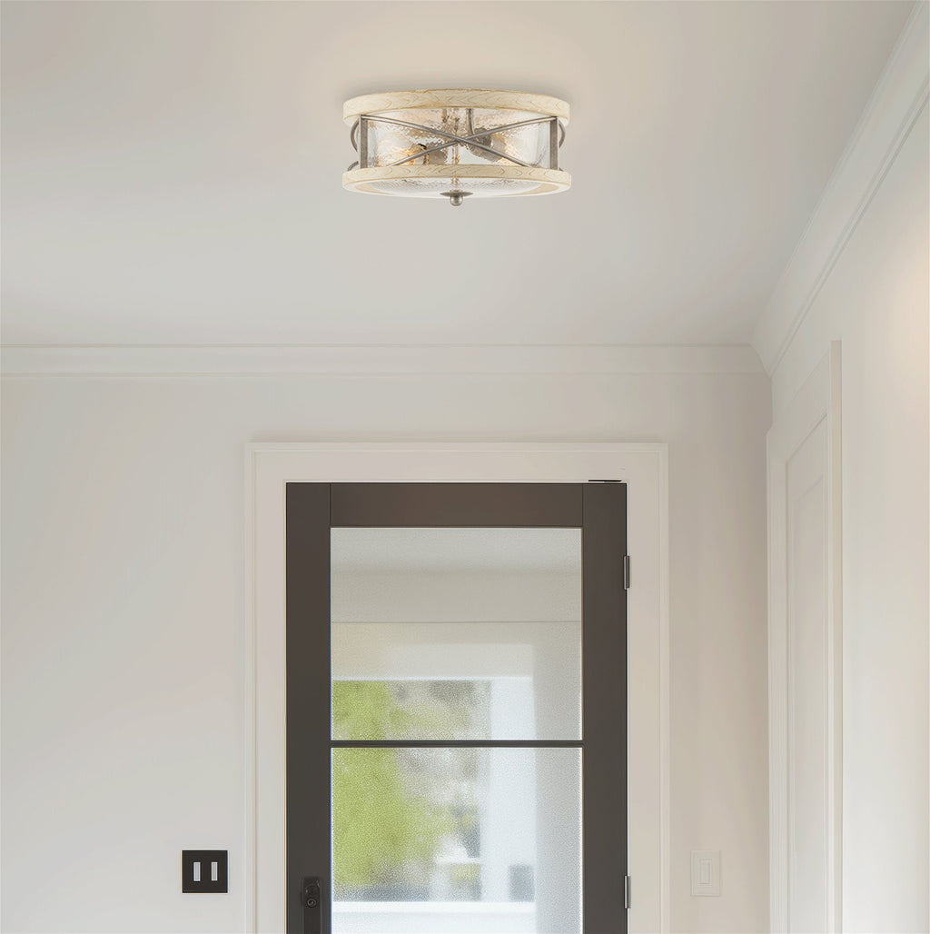 Plafonnier encastré Blaylock 13 à 2 lumières, style ferme moderne