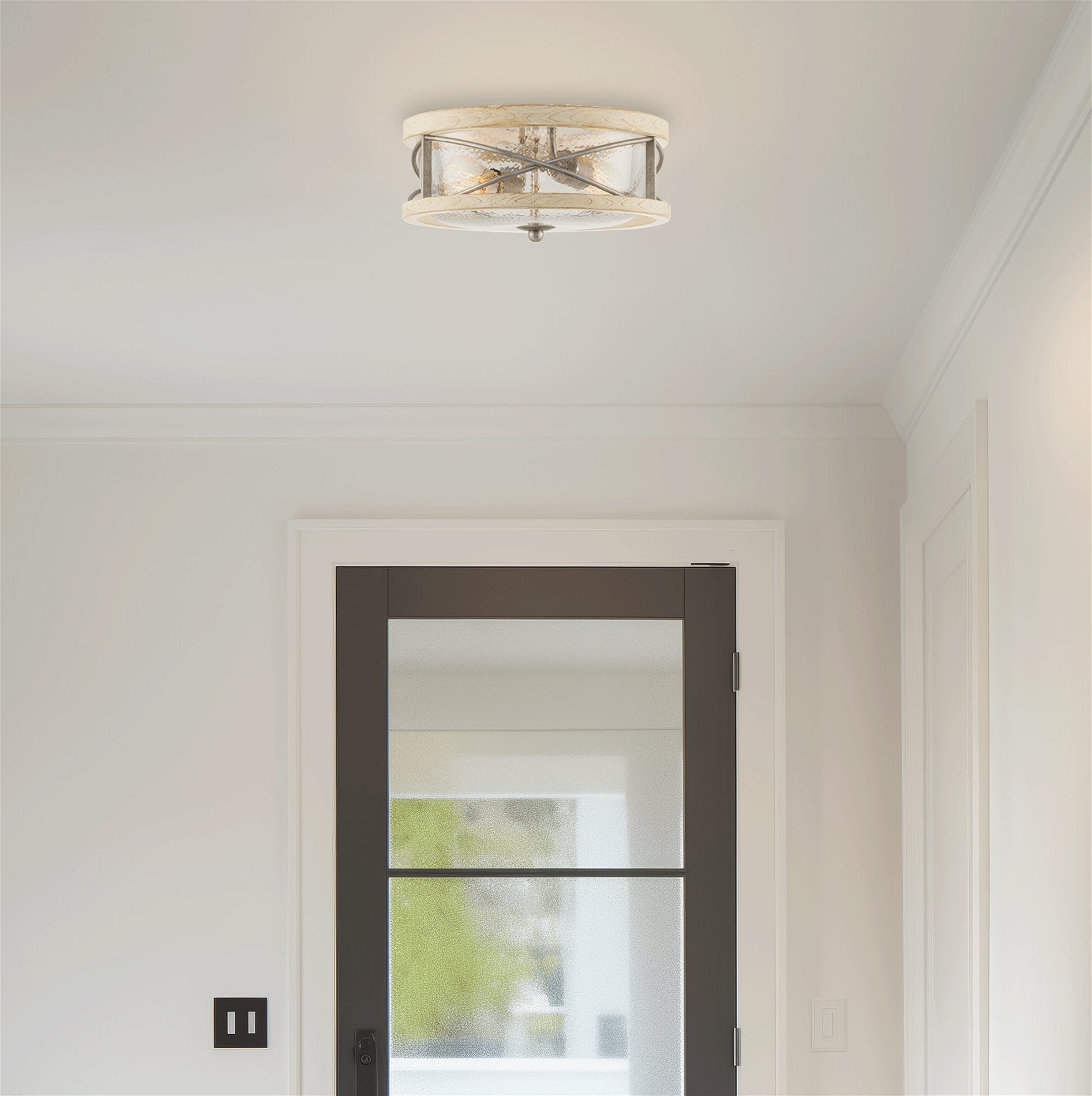 Plafonnier encastré Blaylock 13 à 2 lumières, style ferme moderne