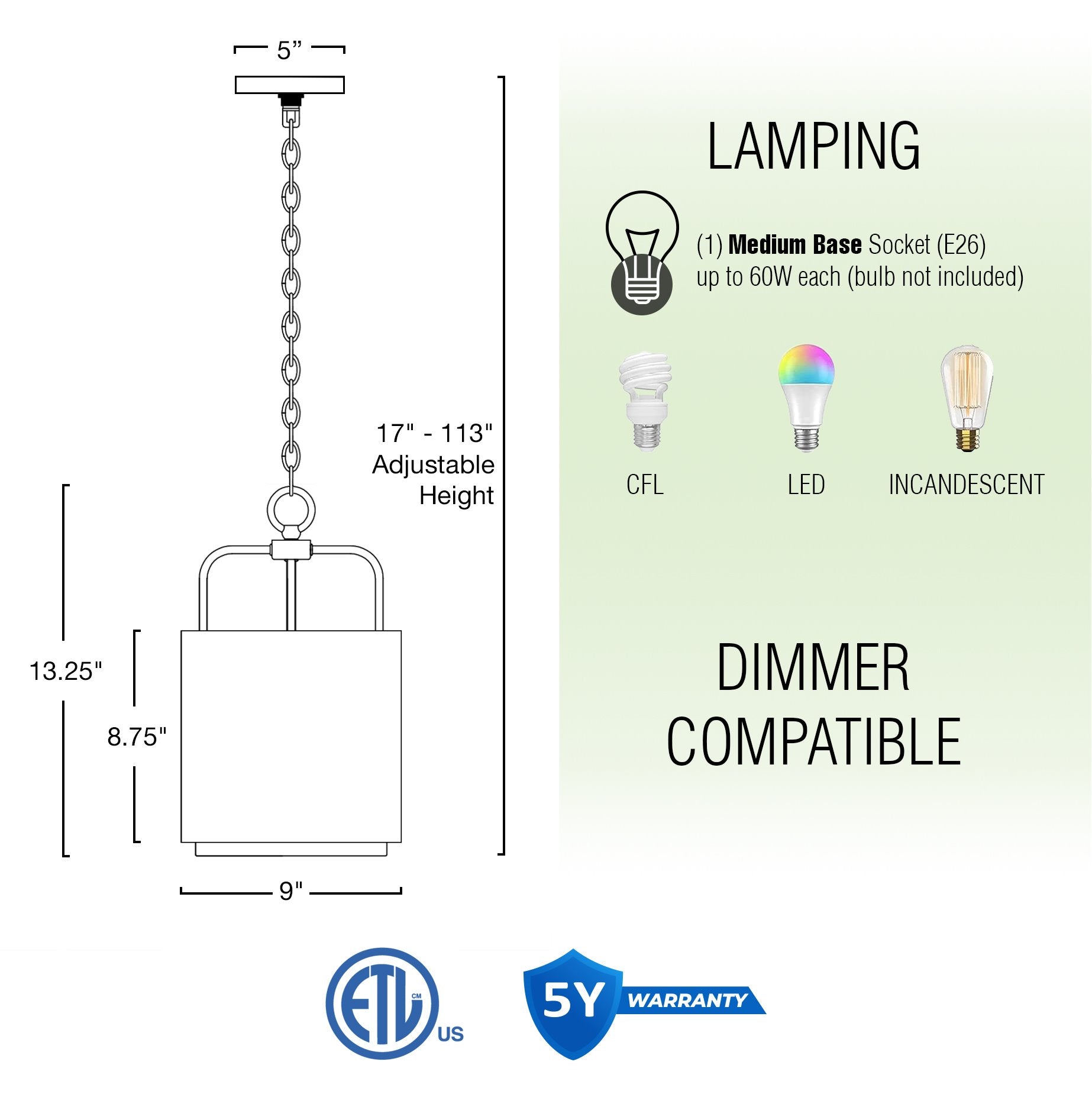 Suspension Cayman 13 au style moderne et chic