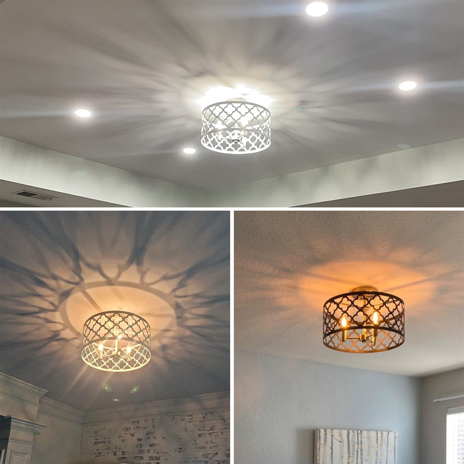 Plafonnier semi-encastré moderne Sutton 16 à 3 lumières