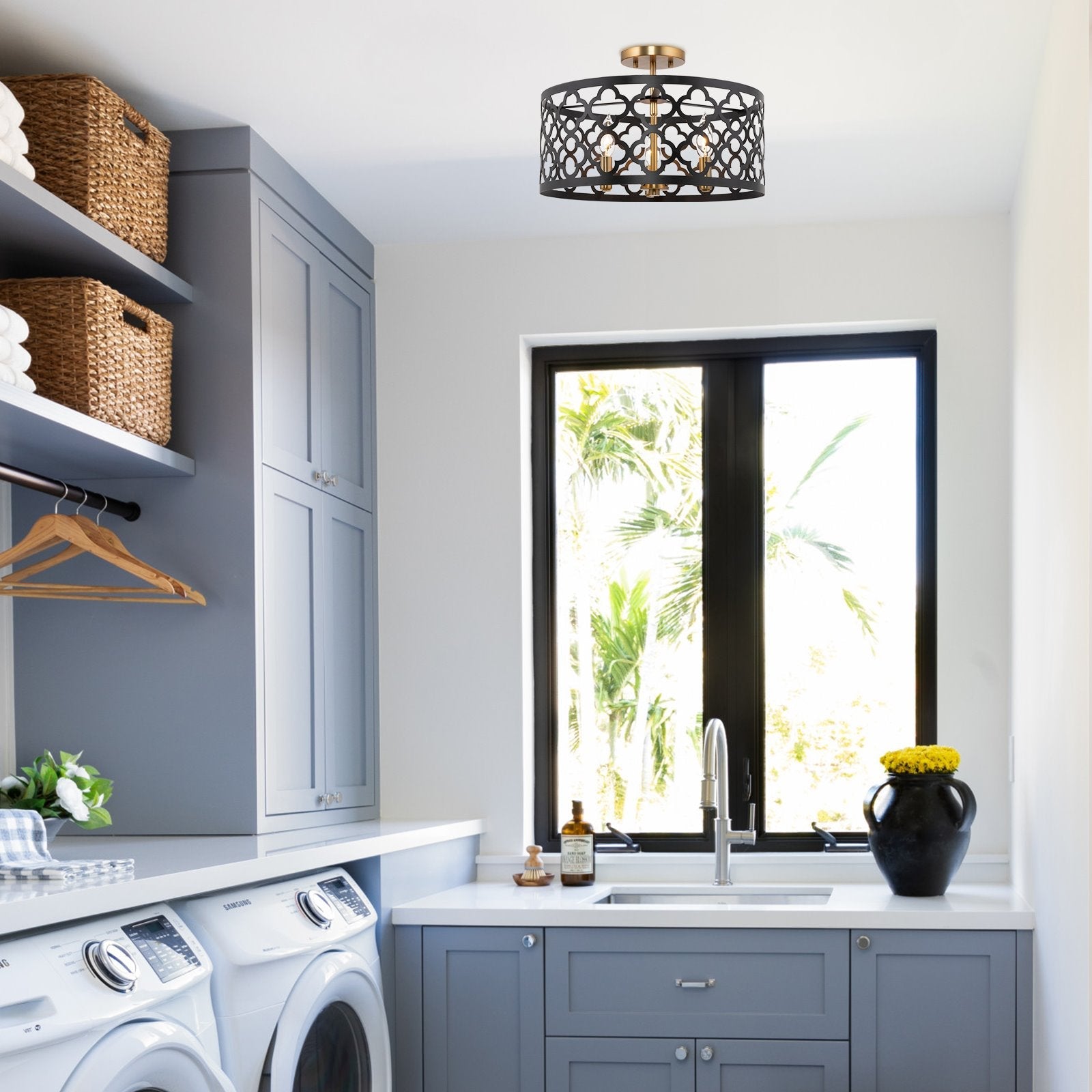 Plafonnier semi-encastré moderne Sutton 16 à 3 lumières