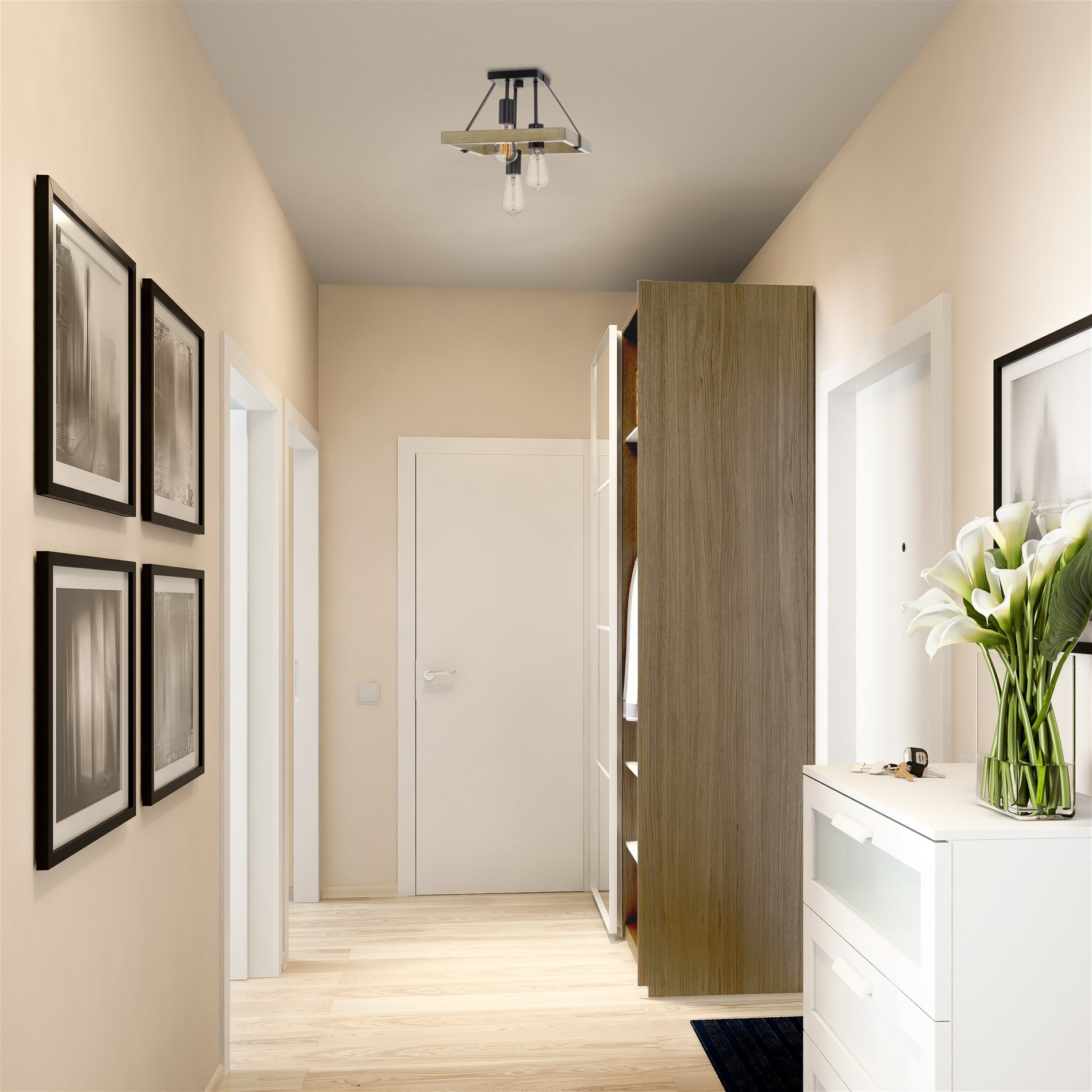 Plafonnier encastré rustique Powell 12 à 3 lumières