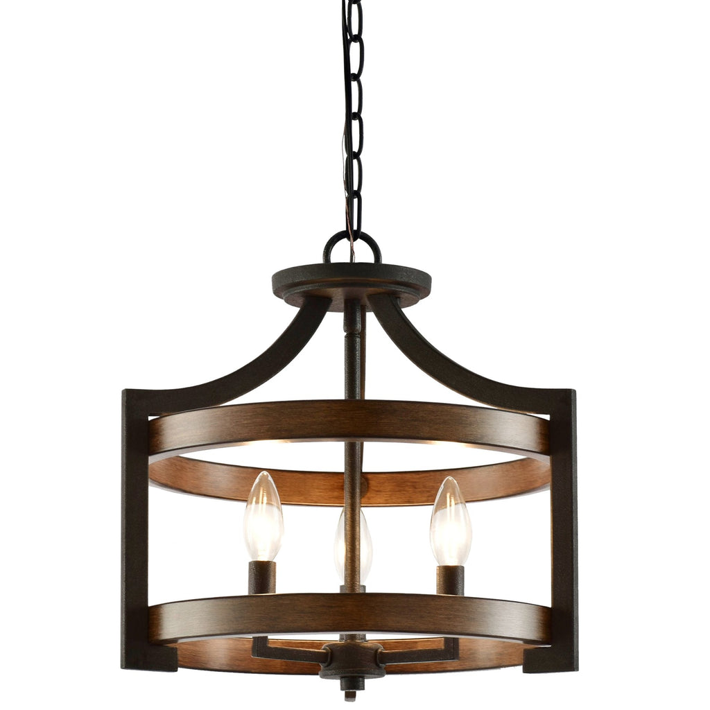 Woodrow 15 Lampadario convertibile a sospensione da fattoria industriale a 3 luci semi-incassato