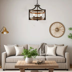 Woodrow 15 Lampadario convertibile a sospensione da fattoria industriale a 3 luci semi-incassato