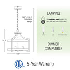 Woodrow 15 Lampadario convertibile a sospensione da fattoria industriale a 3 luci semi-incassato