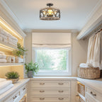 Plafonnier semi-encastré Larkin 15 à 3 lumières, style ferme moderne