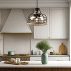 Lustre suspendu semi-encastré convertible Sawyer 17 à 3 lumières, style industriel et campagnard