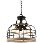 Lustre suspendu semi-encastré convertible Sawyer 17 à 3 lumières, style industriel et campagnard