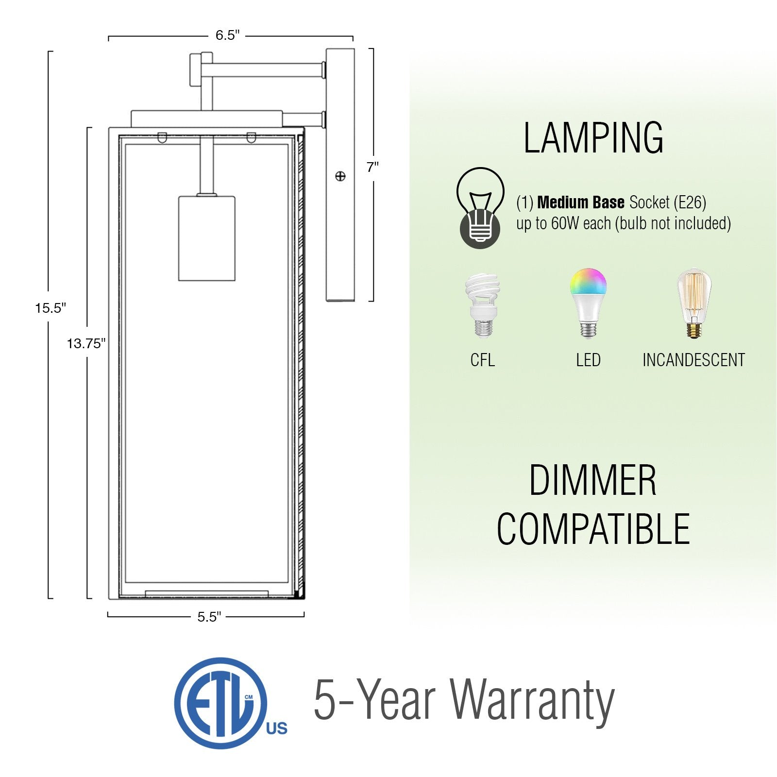 Applique murale extérieure Damon 16, style industriel et rustique, résistante aux intempéries
