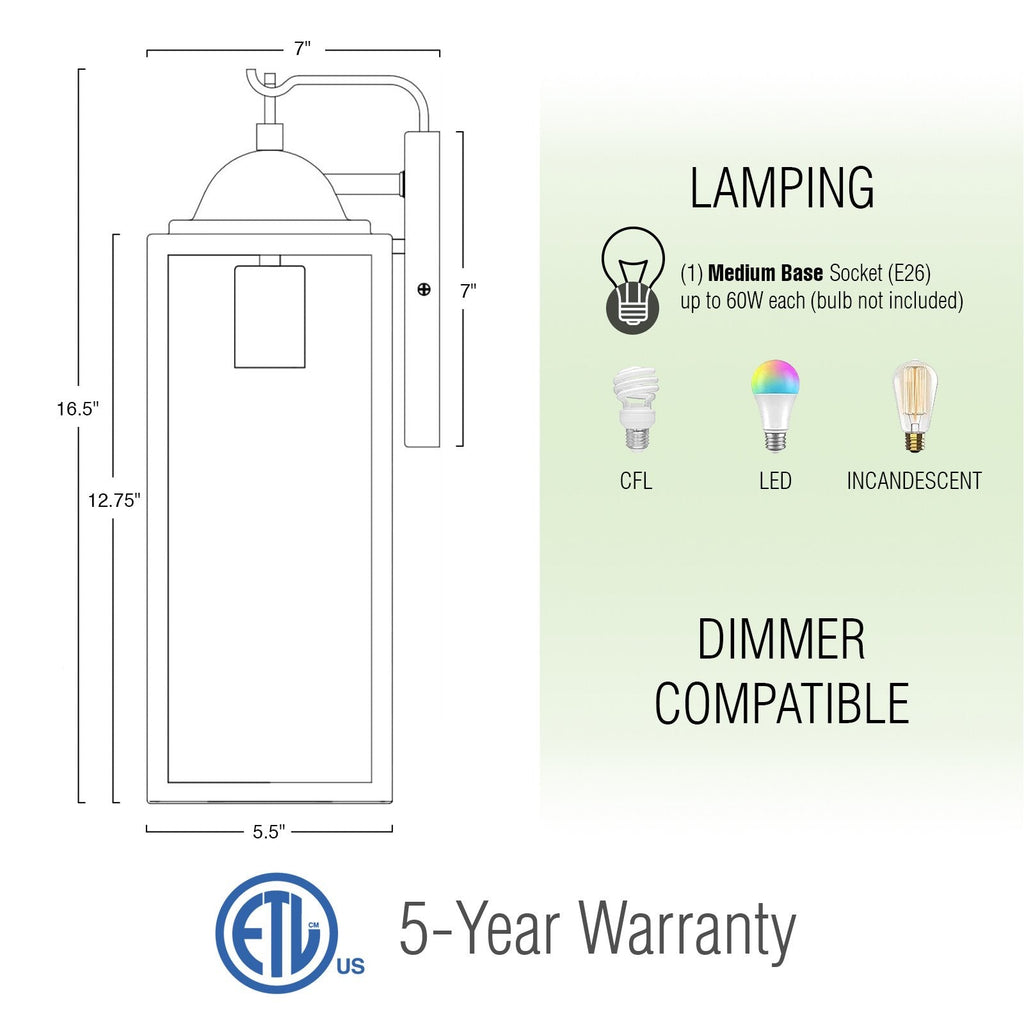 Lampada da parete per esterni Landry 17 in stile industriale e resistente alle intemperie