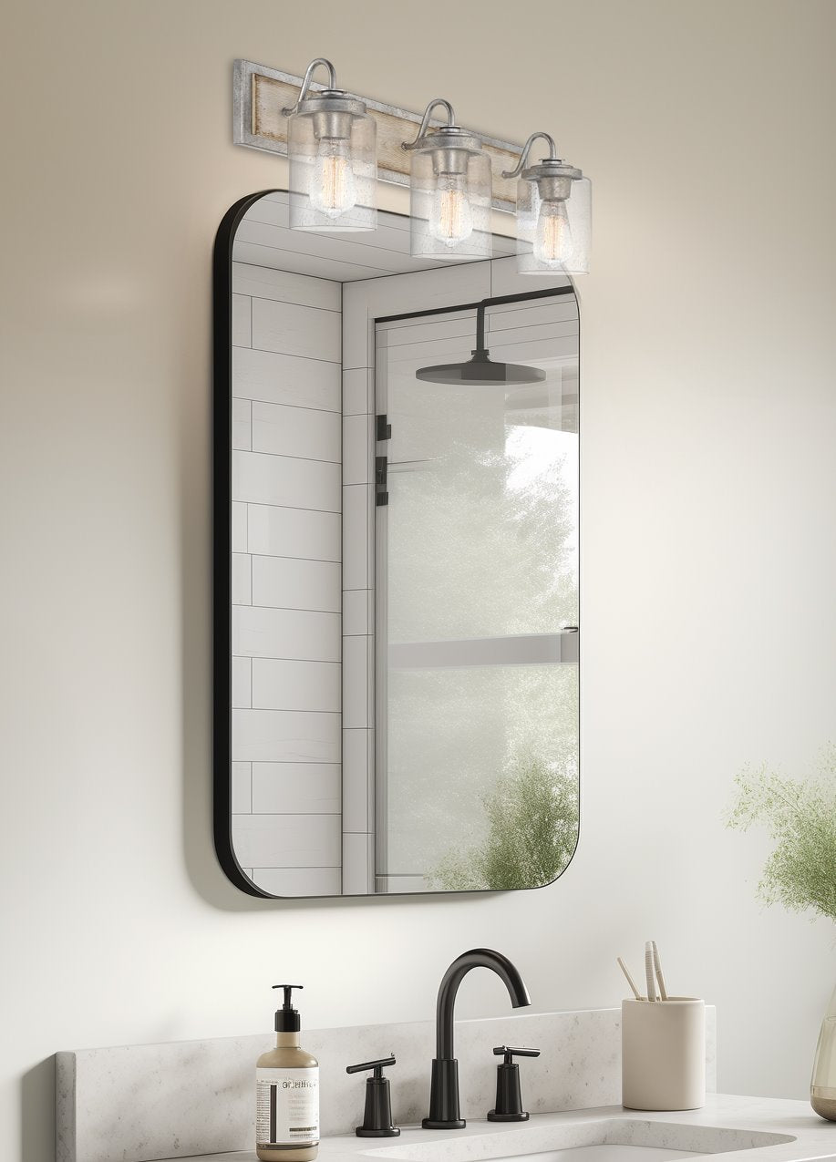 Applique murale Greyson 22 à 3 lumières, style ferme, pour salle de bain.