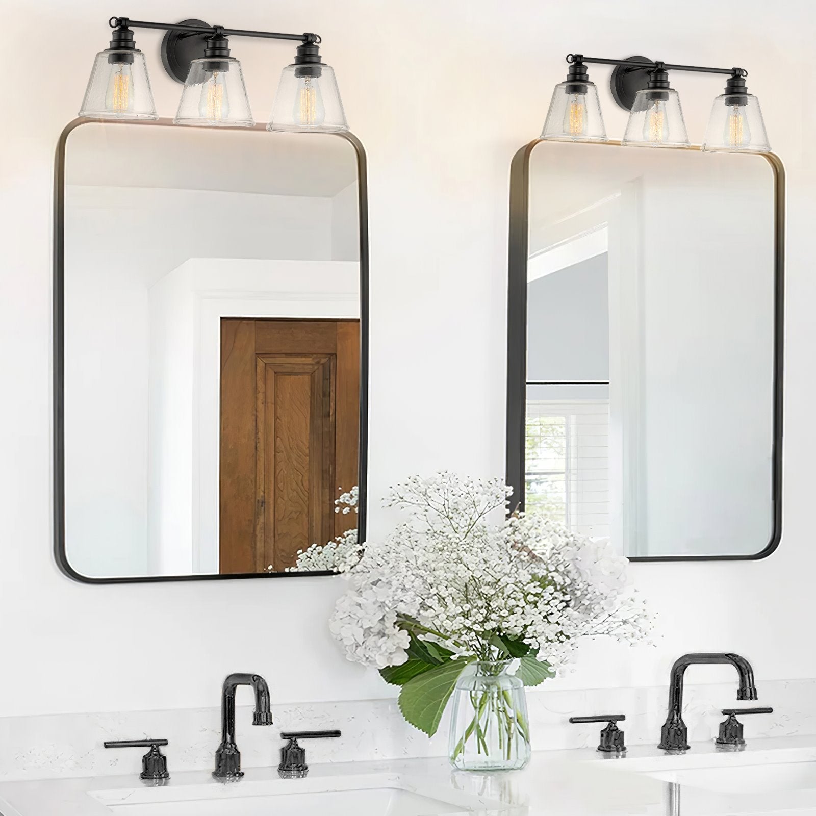 Adair 23 Applique murale moderne à 3 lumières style ferme / Luminaire de salle de bain