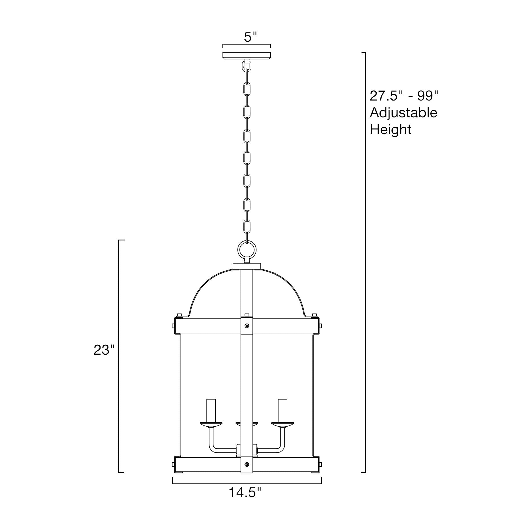 Lustre lanterne rustique Osprey 23 à 4 lumières, style ferme.
