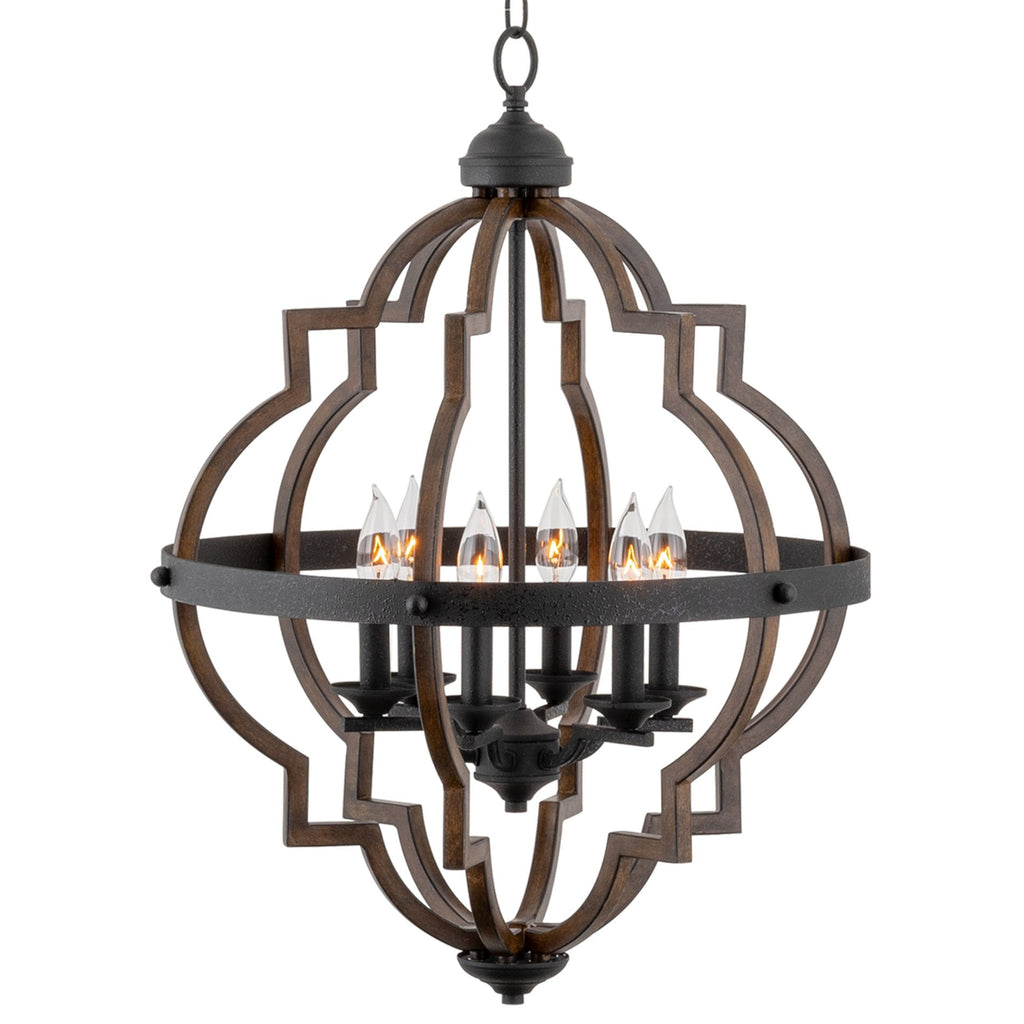 Lustre rustique Capistrano 28 à 6 lumières, style ferme