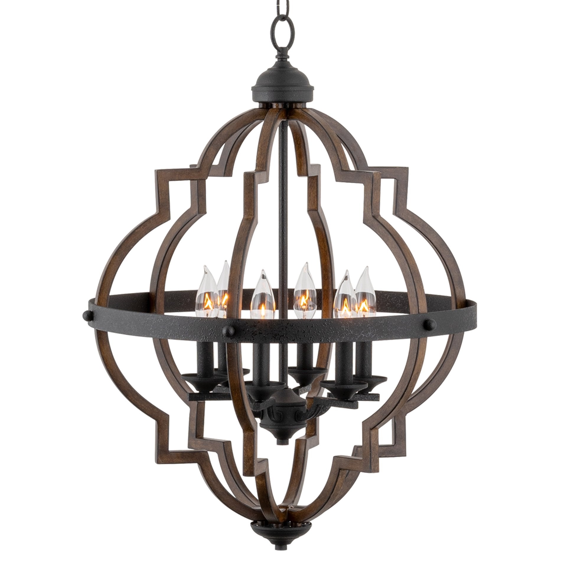 Lustre rustique Capistrano 28 à 6 lumières, style ferme