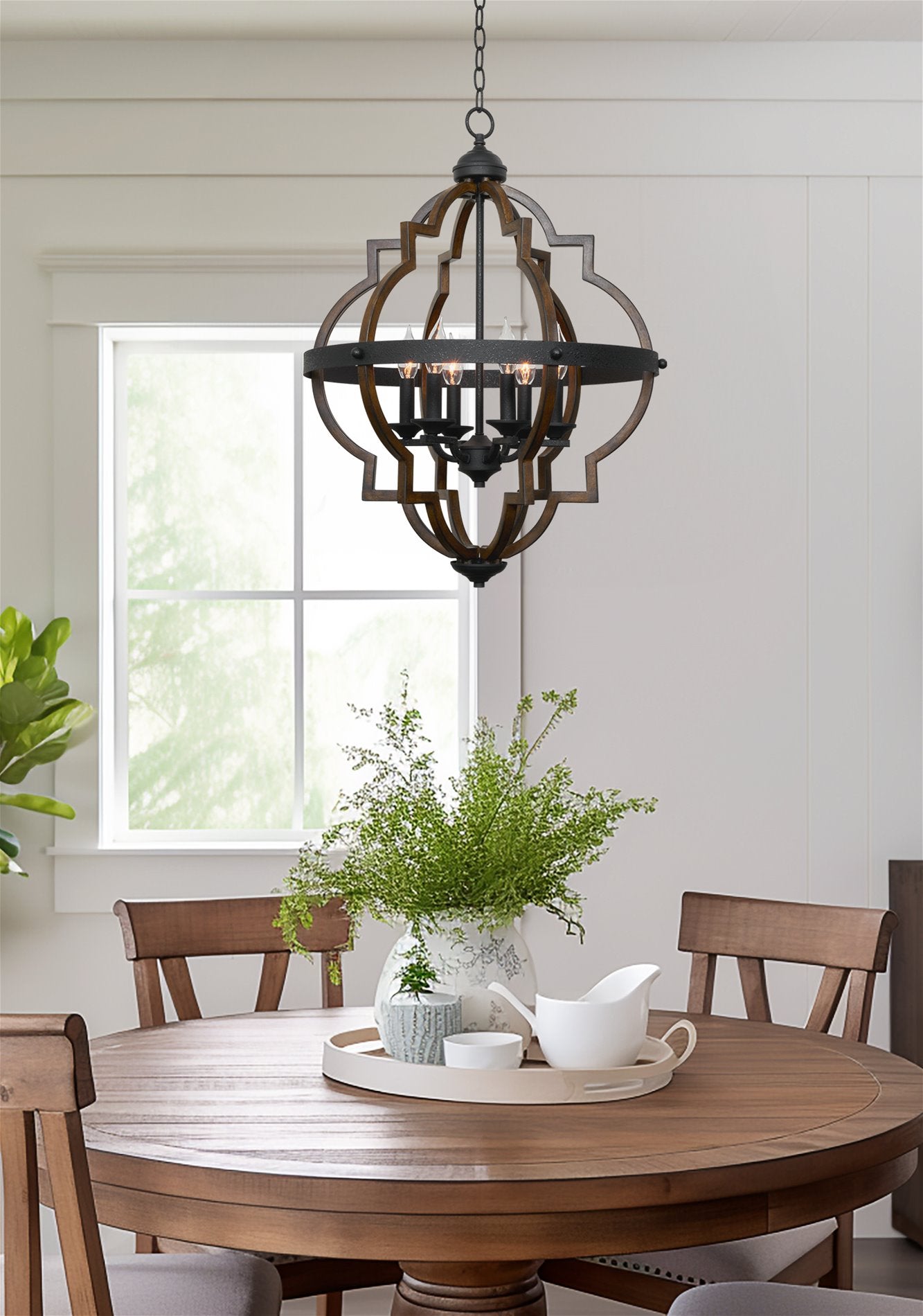 Lustre rustique Capistrano 28 à 6 lumières, style ferme