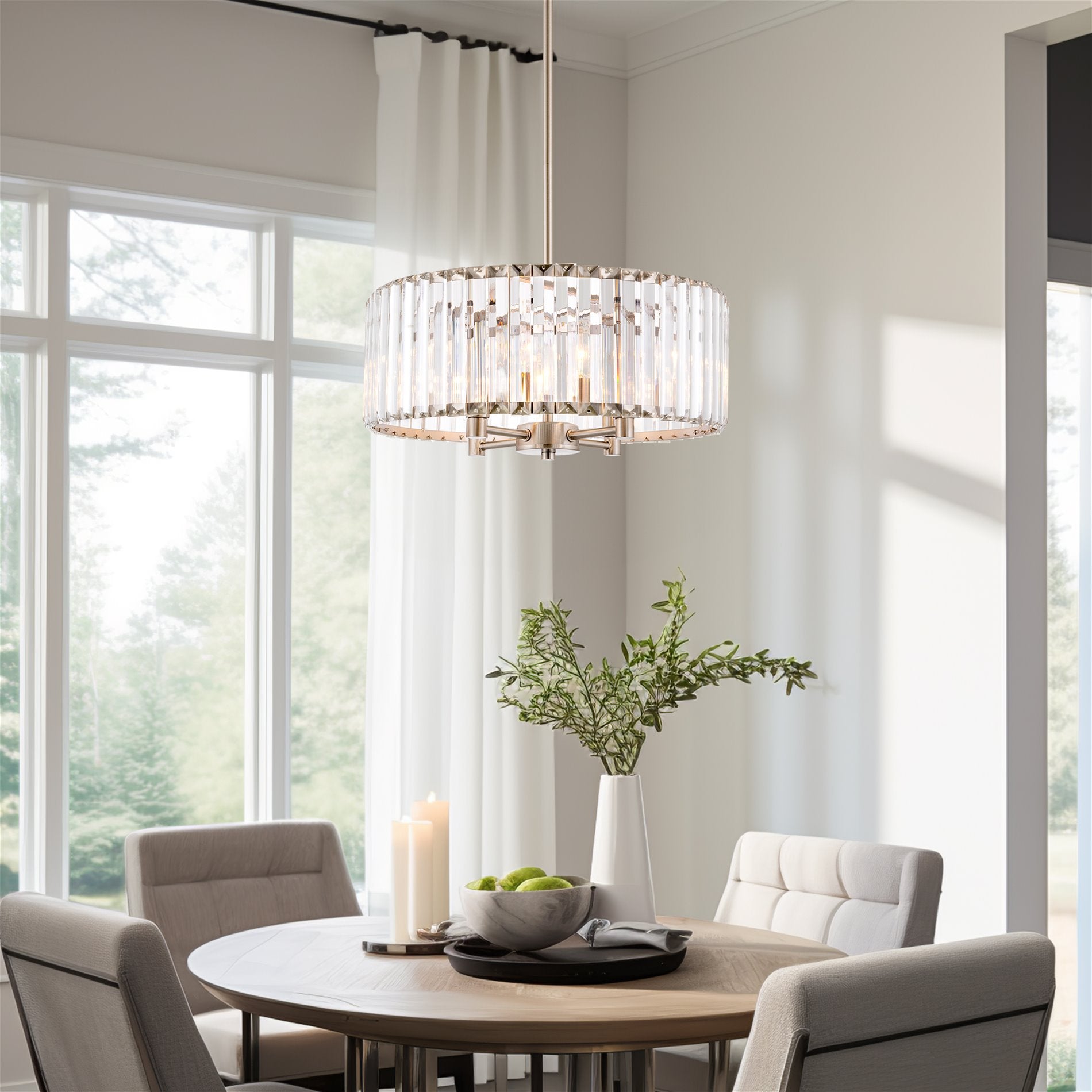 Lustre tambour en cristal Delilah 16 moderne à 4 lumières