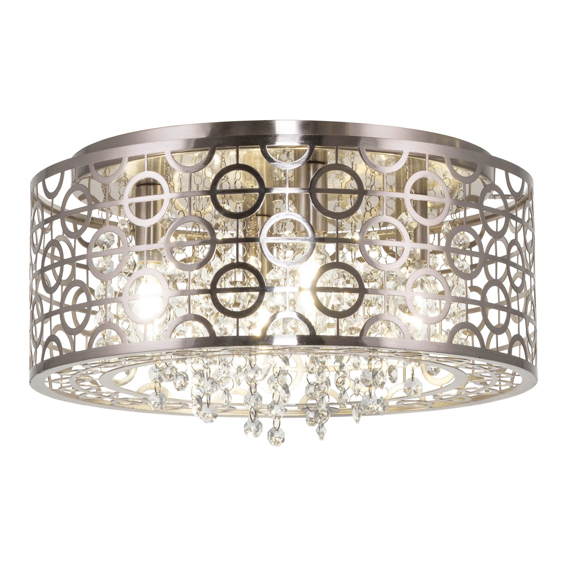 Lustre Brielle 15, moderne et chic, à 4 lumières et cristal, encastré.